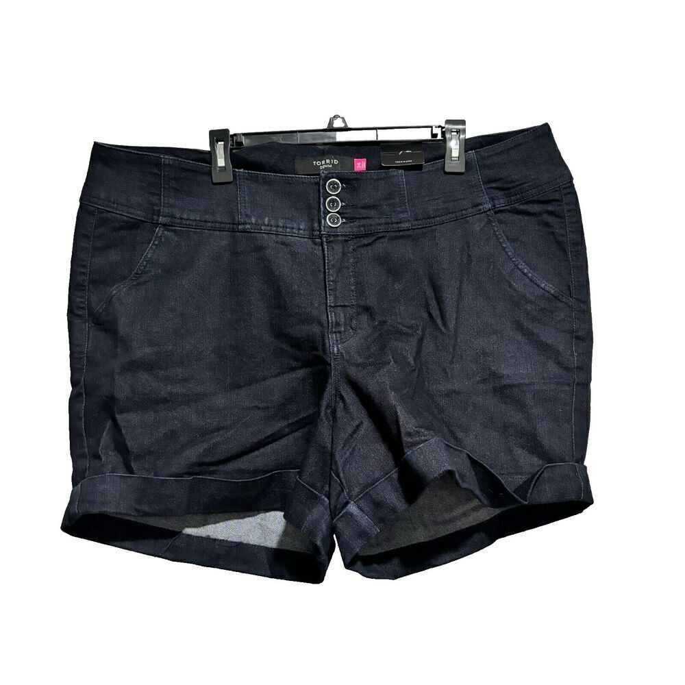 NWT Torrid Womens Denim We Swear The‎ Fit Mom Shorts Size 24 Navy Blue High Rise